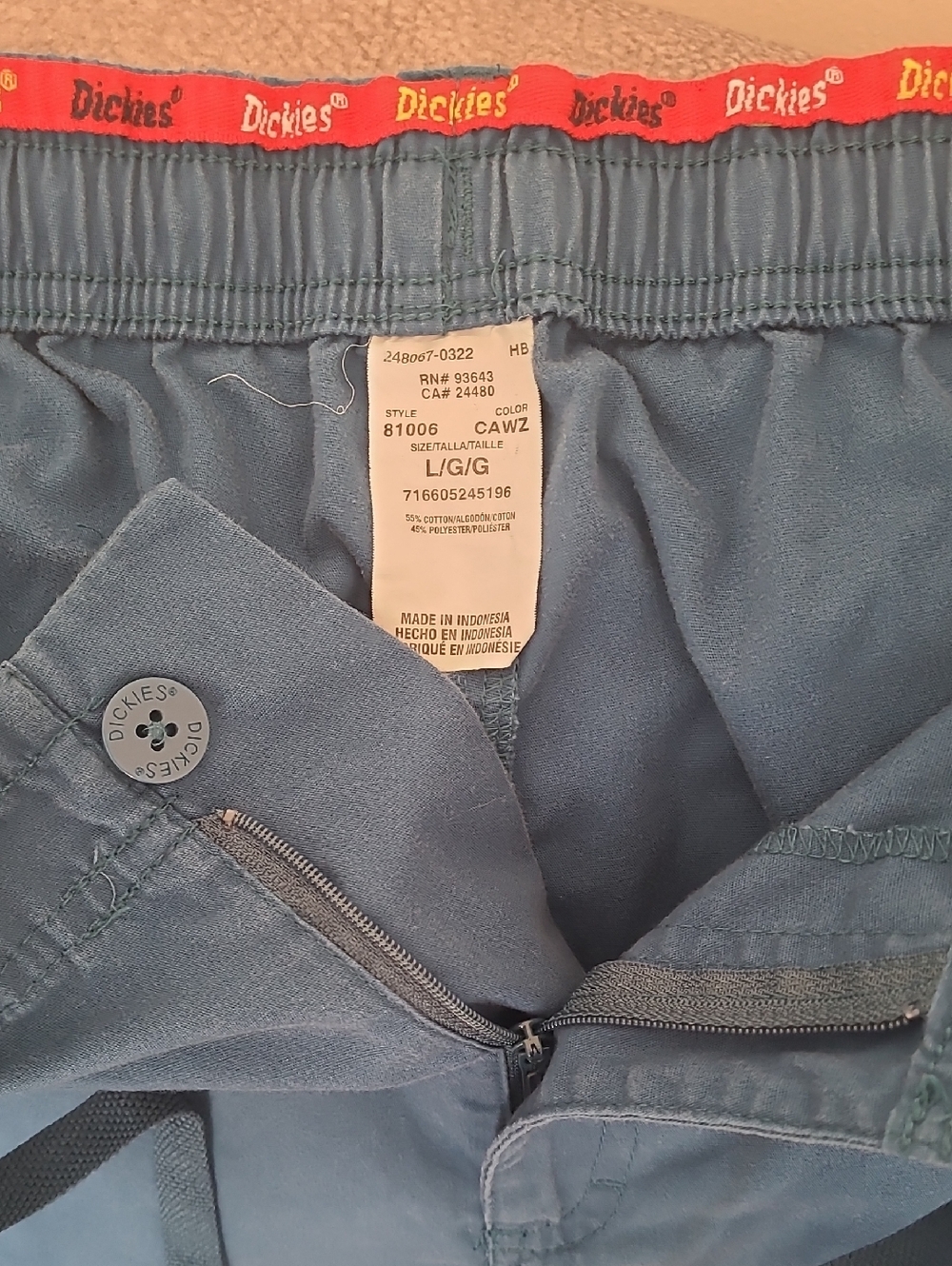 Dickies Blue Cargo Drawstring Pants - Picture 2 of 3